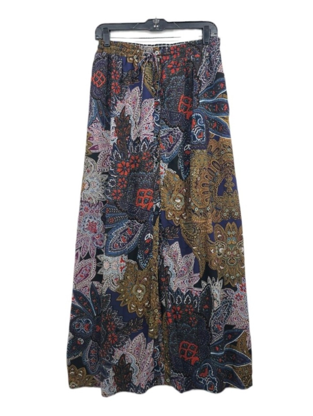 Anthropologie Vanessa Virginia Paisley Maxi Skirt Boho Button Front Slit Medium - Picture 3 of 16